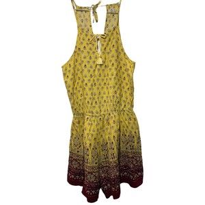 Pretty Hollister Short Printed Romper Yellow Burgundy Size S